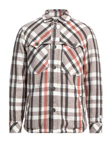 BERNA Checked shirt Light brown 65% Cotton, 27% Polyester, 5% Acrylic, 3% Other Fibres