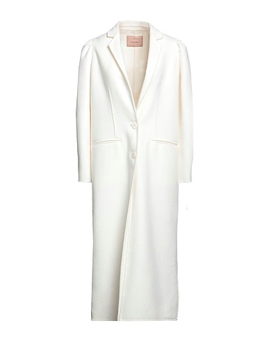 TWINSET Coat White 50% Polyester, 50% Wool