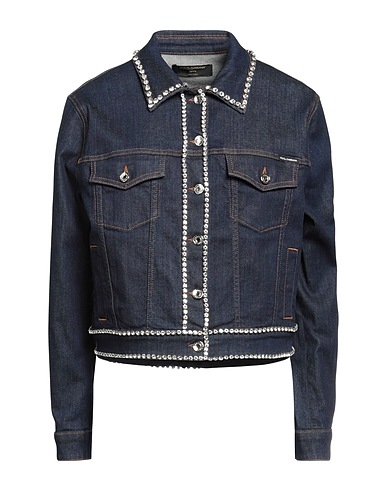 DOLCE&GABBANA Denim jacket Blue 92% Cotton, 6% Elastomultiester, 2% Elastane, Glass, Brass