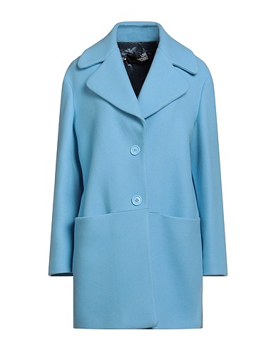 LOVE MOSCHINO Coat Light blue 78% Virgin Wool, 22% Polyamide