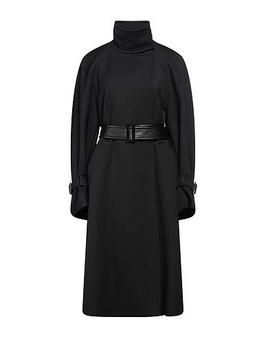 MAX MARA Double breasted pea coat Black 100% Virgin Wool, Cow leather