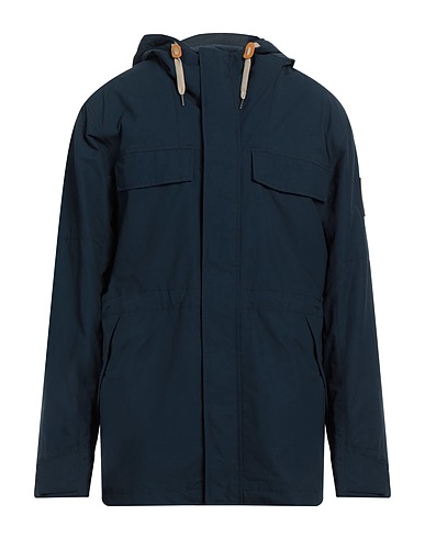 TIMBERLAND Full-length jacket Midnight blue 56% Cotton, 44% Nylon, Bovine leather