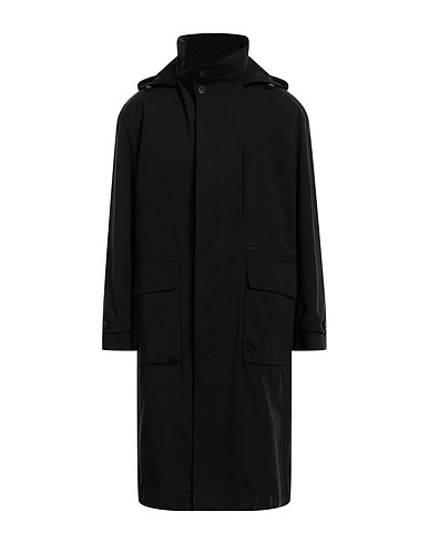 HEVÒ Coat Black 45% Cotton, 39% Polyester, 16% Nylon, Virgin Wool, Polyamide