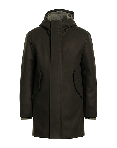 PAOLONI Coat Military green 61% Wool, 19% Polyester, 16% Polyamide, 4% Polyurethane