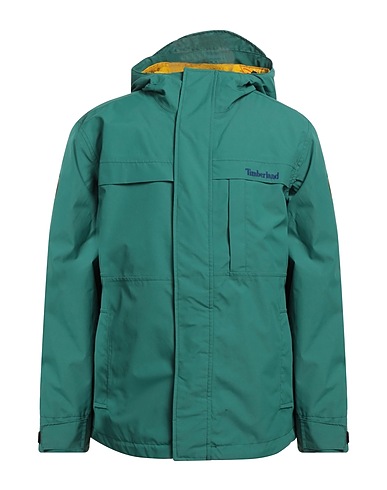 TIMBERLAND Jacket Green 100% Polyester, Polyurethane coated, Cow leather