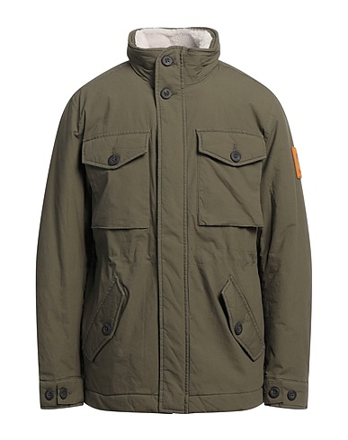 TIMBERLAND Jacket Dark green 98% Cotton, 2% Elastane