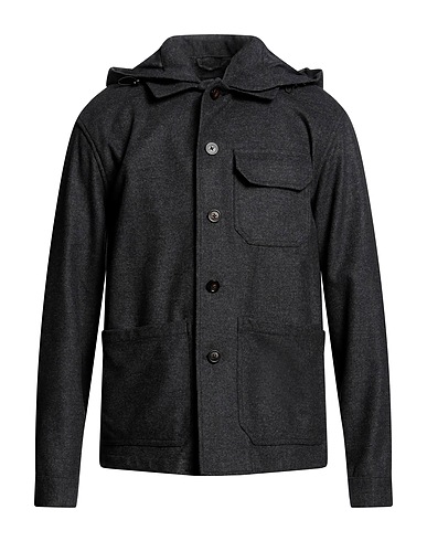 LARDINI Full-length jacket Charcoal 60% Wool, 20% Polyester, 15% Polyamide, 5% Other Fibres