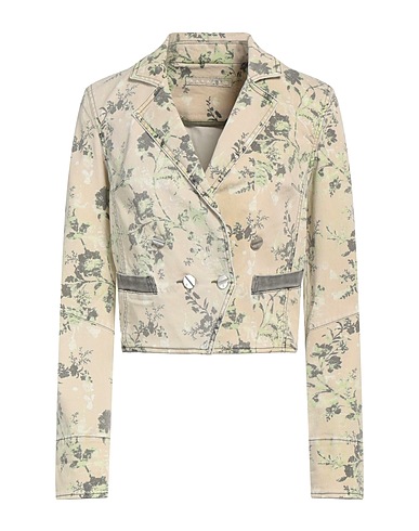 MARANI G. Denim jacket Beige 97% Cotton, 3% Elastane