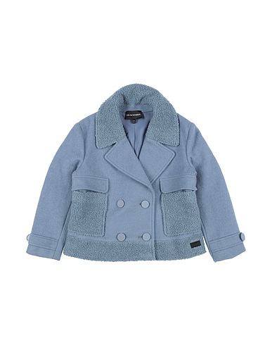 EMPORIO ARMANI Coat Light blue 60% Polyester, 40% Virgin Wool