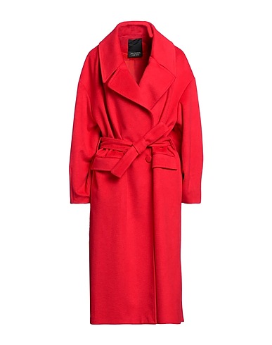 YES LONDON Coat Red 91% Polyester, 9% Viscose