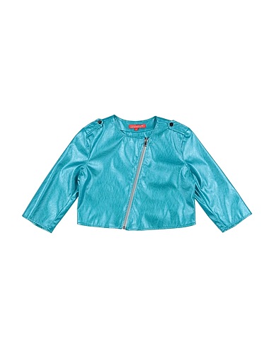 LOREDANA PRIMA Biker jacket Turquoise 57% Polyester, 43% Polyurethane