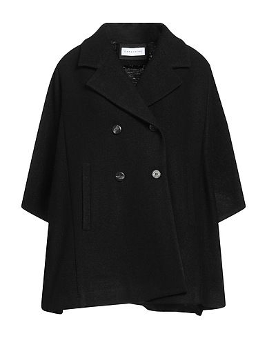 CARACTÈRE Double breasted pea coat Black 100% Wool