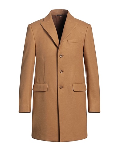GREY DANIELE ALESSANDRINI Coat Camel 57% Polyester, 39% Acrylic, 4% Wool