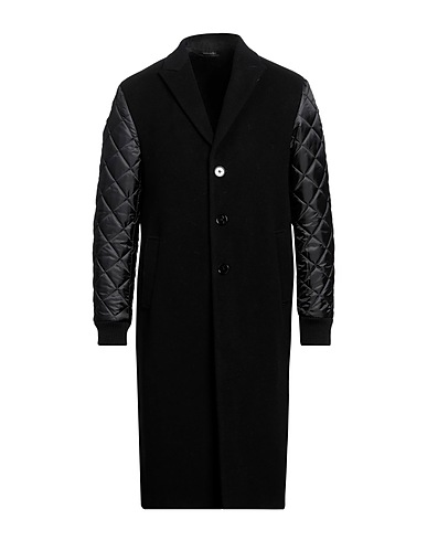 DANIELE ALESSANDRINI Coat NERO 60% Wool, 15% Polyester, 15% Acrylic, 7% Other Fibres, 3% Elastane