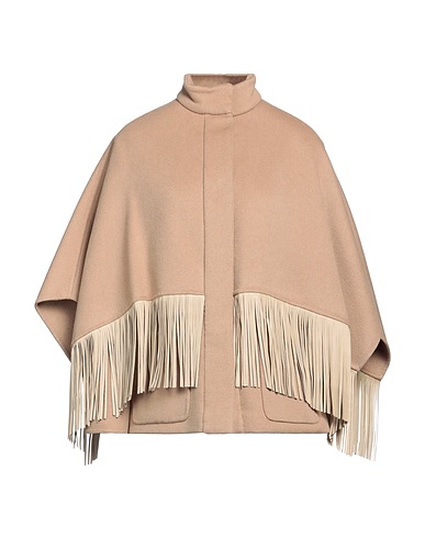 AGNONA Coat Camel 100% Cashmere, Lambskin, Metal