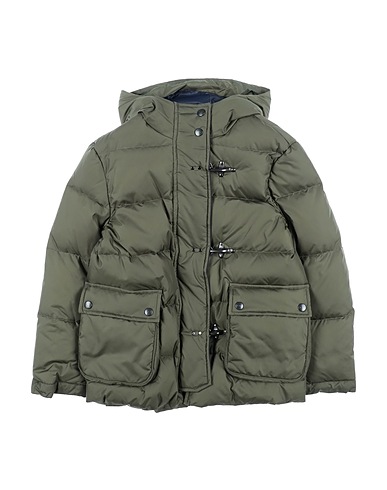 FAY Shell jacket Dark green 100% Polyester, Cotton, Elastane, Polyethylene, Soft Leather