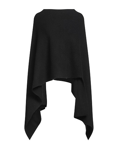 PUROTATTO ケープ ブラック ウール 70% / カシミヤ 30%