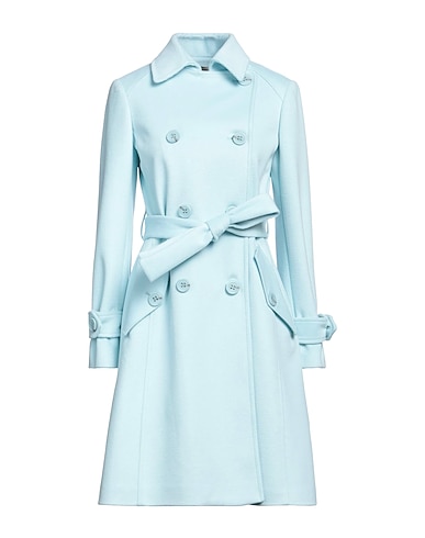 YES LONDON Coat Sky blue 91% Polyester, 9% Viscose
