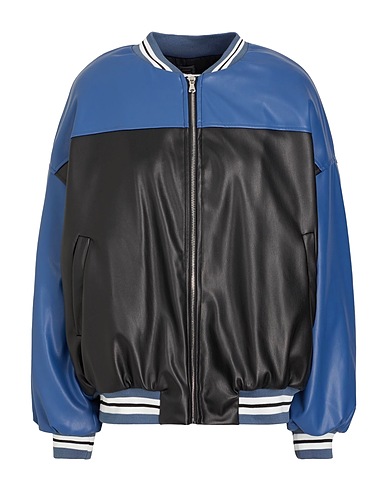 8 by YOOX Куртка OVERSIZED COLOR BLOCK BOMBER JACKET
 Чёрный 50% Полиуретан, 50% Полиэстер
