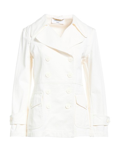 ALBERTA FERRETTI Double breasted pea coat Ivory 100% Cotton