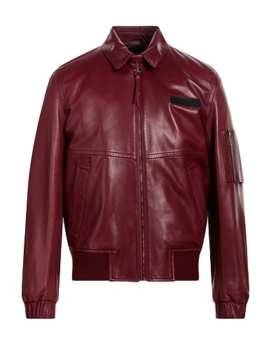 FERRAGAMO Jacket Burgundy Lambskin, Calfskin, Viscose