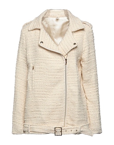 SOUVENIR Giacca biker Panna 50% Cotone, 31% Poliestere, 9% Nylon, 7% Acrilico, 3% Altre Fibre