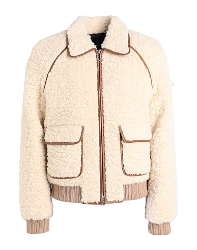 FENDI Teddy Coat Avorio 57% Lana di alpaca, 43% Lana Vergine, Pelle di vitello