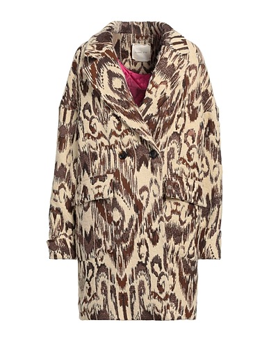 HANAMI D'OR Coat Beige 53% Polyester, 42% Acrylic, 4% Metallic fiber, 1% Polyamide