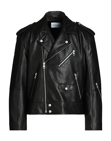 CALVIN KLEIN JEANS Biker jacket Black 100% Sheepskin