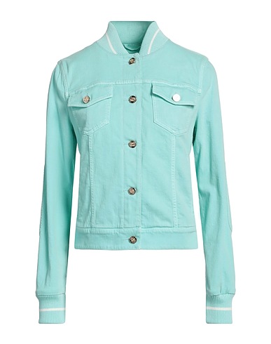 TESTONI Denim jacket Turquoise 98% Cotton, 2% Elastane