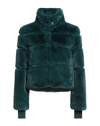 PATRIZIA PEPE Teddy Coat Dark green 100% Polyester, Wool, Acrylic, Polyamide, Alpaca wool