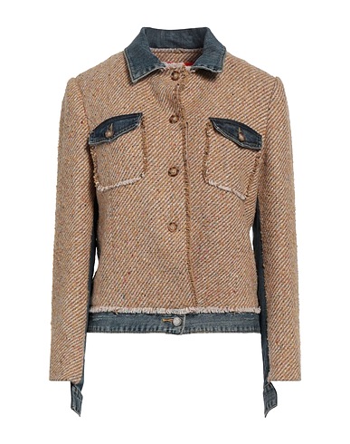 VIRGINIA BIZZI Jacket Sand 42% Acrylic, 40% Wool, 13% Polyester, 5% Other Fibres, Cotton