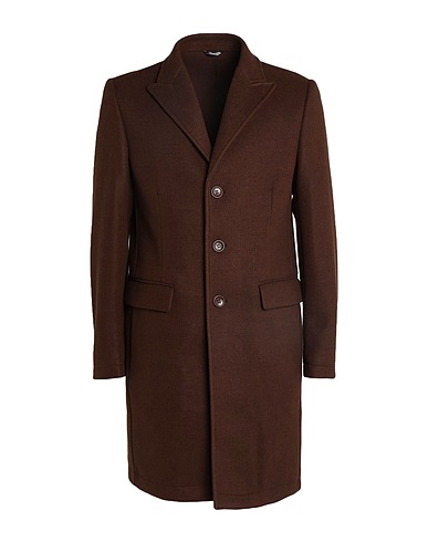 DANIELE ALESSANDRINI HOMME Coat Dark brown 100% Polyester