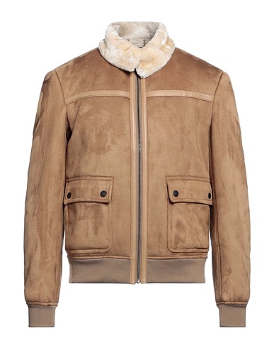 PATRIZIA PEPE Teddy Coat Camel 100% Polyester, Polyurethane
