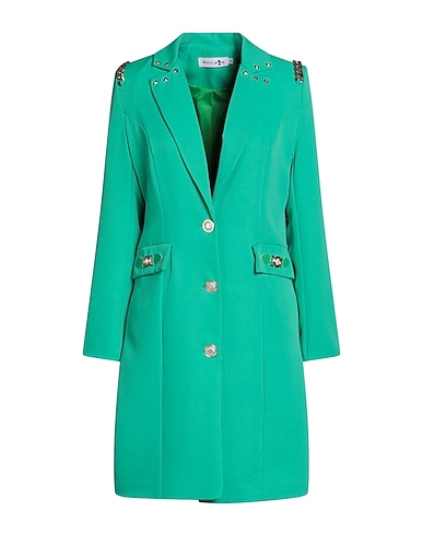 MARÇI by GIL SANTUCCI Full-length jacket Green 95% Polyester, 5% Elastane