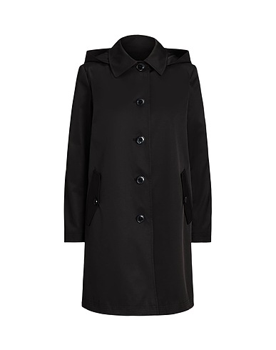 LAUREN RALPH LAUREN Full-length jacket HOODED COTTON-BLEND BALMACAAN COAT
 Black 57% Cotton, 43% Polyester