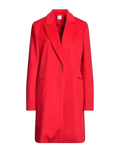 ELEONORA STASI Coat Red 92% Polyester, 8% Viscose