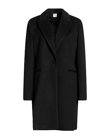 ELEONORA STASI Cappotto Nero 92% Poliestere, 8% Viscosa