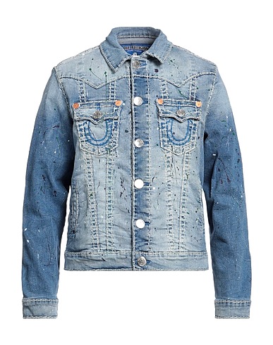 TRUE RELIGION Denim jacket Blue 99% Cotton, 1% Elastane