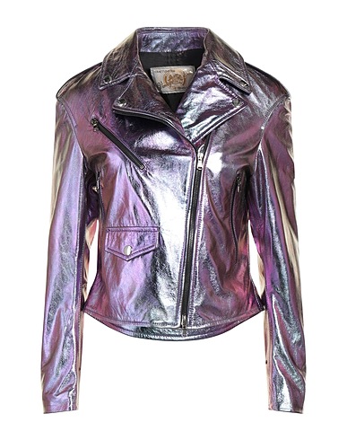 VINTAGE DE LUXE Biker jacket Purple 100% Soft Leather