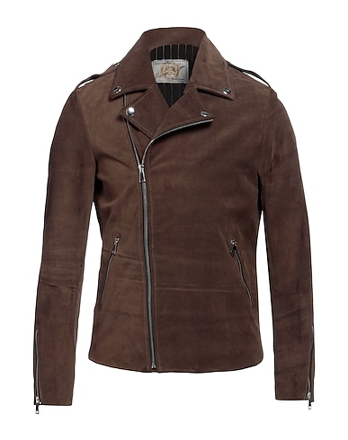 VINTAGE DE LUXE Biker jacket Dark brown 100% Viscose