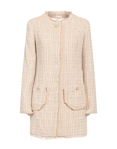 LIU •JO Coat Beige 59% Cotton, 22% Polyester, 9% Polyamide, 6% Acrylic, 4% Other Fibres