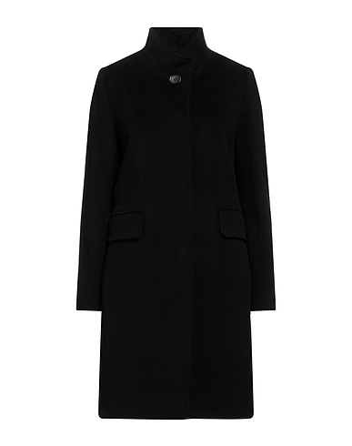 CINZIA ROCCA コート ブラック ウール 70% / ナイロン 20% / カシミヤ 10%