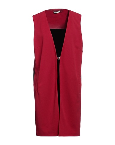 MANUELA RIVA Full-length jacket Burgundy 95% Polyester, 5% Elastane