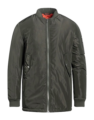 DANIELE ALESSANDRINI HOMME Giubbotto Verde militare 100% Poliestere, Acrilico, Lana