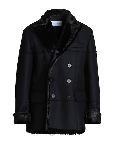 TRUSSARDI Coat Black 77% Wool, 22% Polyamide, 1% Polyester, Acrylic