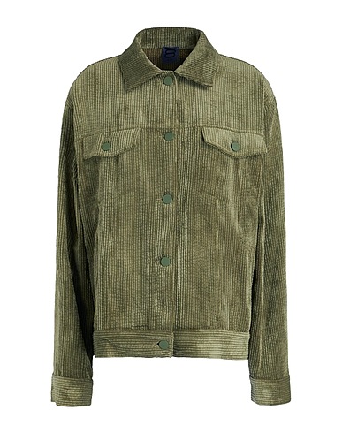 8 by YOOX Μπουφάν ORGANIC COTTON CORDUROY OVERSIZE TRUCKER JACKET
 Στρατιωτικό πράσινο 97% Οργανικό βαμβάκι, 3% Ελαστάνη