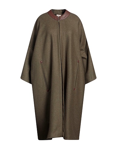 SEMICOUTURE Coat Military green 70% Wool, 30% Polyamide, Polyurethane, Polyester