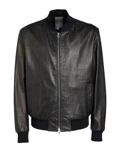 GIOCASTA Bomber Blu notte Pelle, Cotone, Poliestere