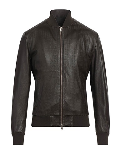 GIOCASTA Bomberjacke Dunkelbraun Leder, Baumwolle, Polyester